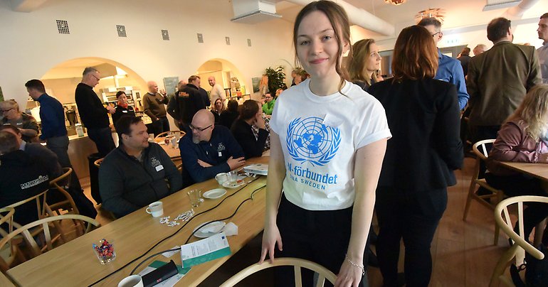 Bilden: Stina Lindkvist, Högbergsskolan, en av FN-förbundets ambassadörer för globala mål om hållbar utveckling.